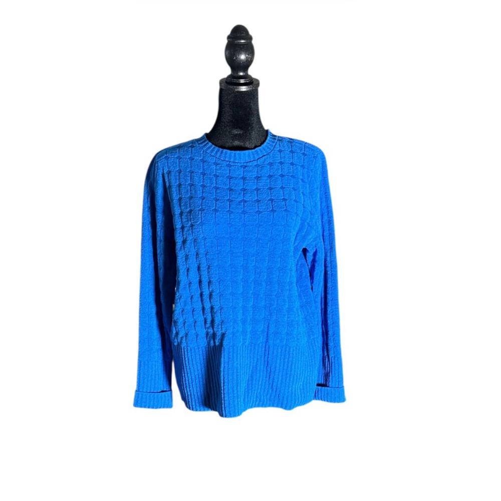 Women's Liz Claiborne Blue Textured Crew Neck Sweater S like new - Picture 8 of 13